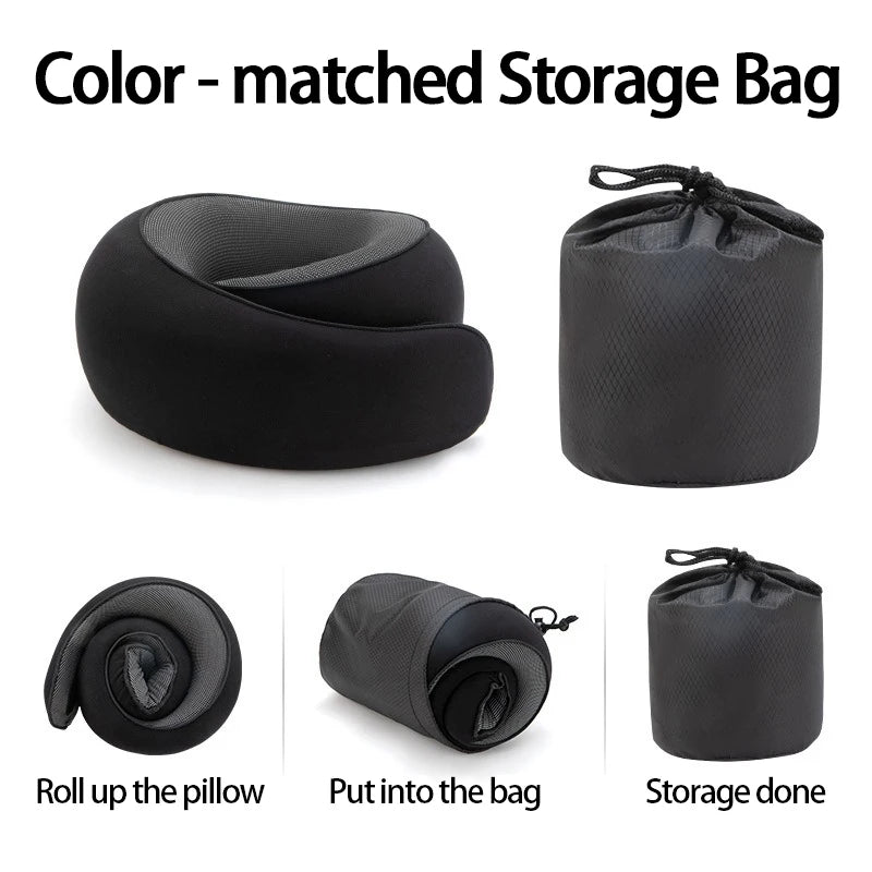 Portable U-Shaped Travel Pillow Neck Support Memory Foam - Ultimate Travel Pillow