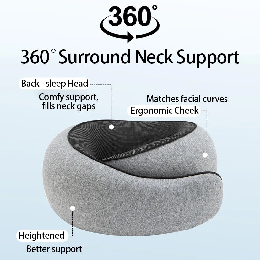 Portable U-Shaped Travel Pillow Neck Support Memory Foam - Ultimate Travel Pillow